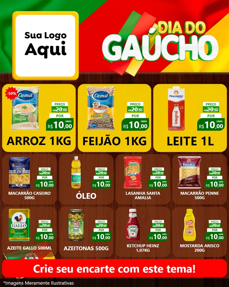 Modelo de Rede Social para Feed Instagram com o tema Dia do Gaúcho para Supermercado