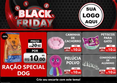 Modelo de Encarte para Encarte A4 Horizontal com o tema Black Friday para Pet Shop