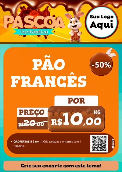 Modelo de Cartaz para Cartaz A4 Vertical com o tema Páscoa Fantástica para Padaria