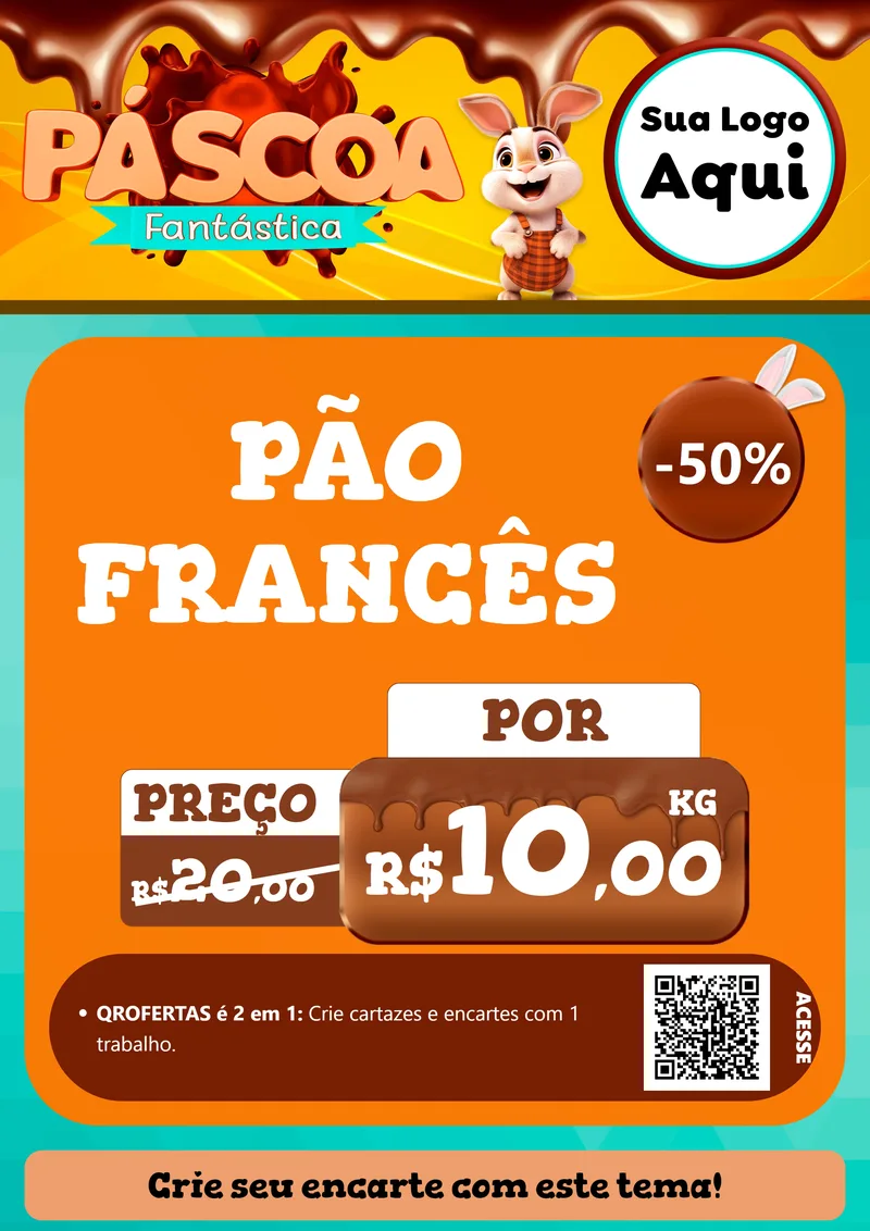 Modelo de Cartaz para Cartaz A4 Vertical com o tema Páscoa Fantástica para Padaria