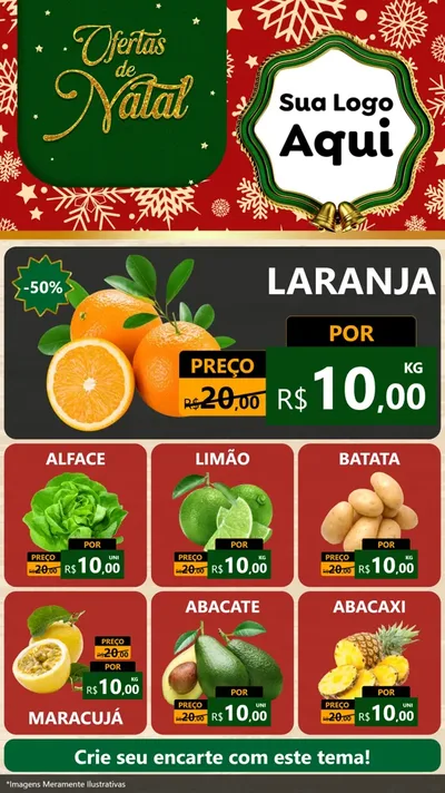 Modelo de Rede Social para Stories com o tema Natal de Ofertas para Hortifrúti