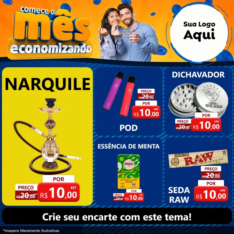 Modelo de Rede Social para Feed Facebook com o tema Comece O Mês Economizando para Tabacaria