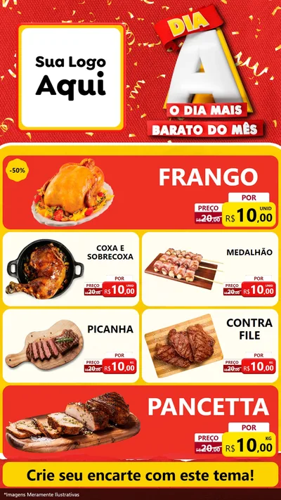 Modelo de TV para TV Vertical com o tema Dia A o Dia Mais Barato do Mês para Assados