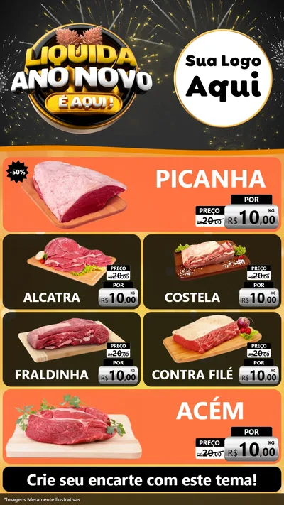 Modelo de TV para TV Vertical com o tema Liquida Ano Novo É Aqui! para Açougue
