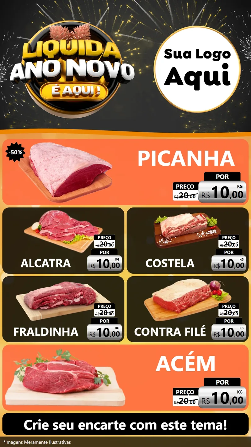Modelo de TV para TV Vertical com o tema Liquida Ano Novo É Aqui! para Açougue
