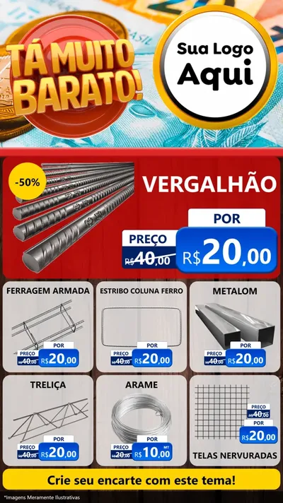 Modelo de Rede Social para Stories com o tema Está Muito Barato para Ferragens