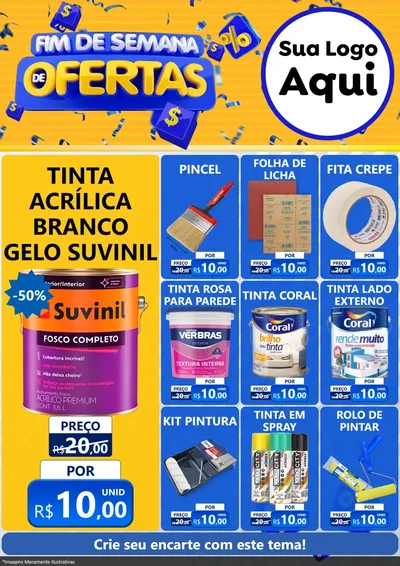 Modelo de Encarte para Encarte A4 Vertical com o tema Fim de Semana de Ofertas para Tintas e Ferramentas