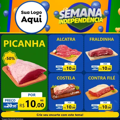 Modelo de Rede Social para Feed Facebook com o tema Semana da Independência para Açougue