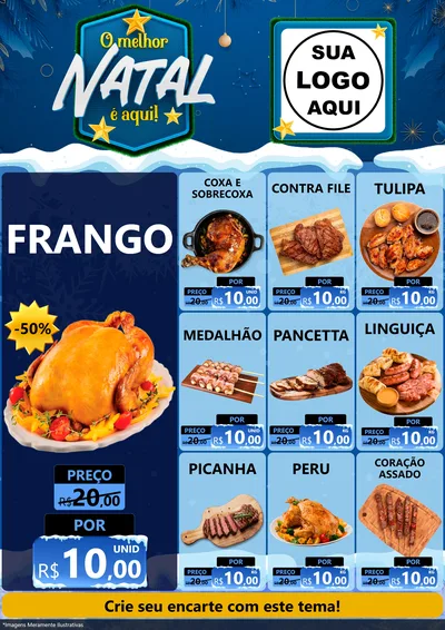 Modelo de Encarte para Encarte A4 Vertical com o tema O Melhor Natal É Aqui! para Assados