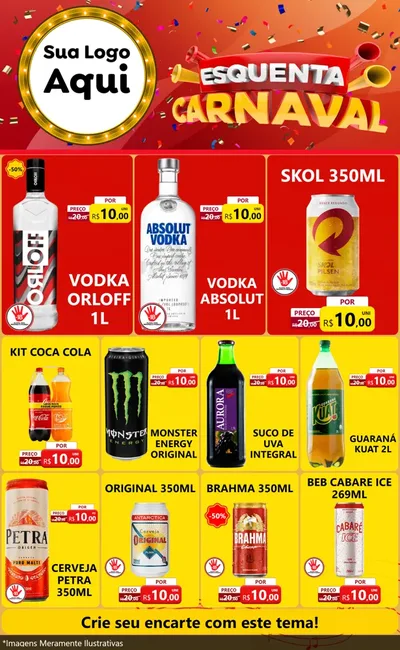 Modelo de Encarte para Encarte Grande com o tema Esquenta Carnaval para Distribuidora de bebidas