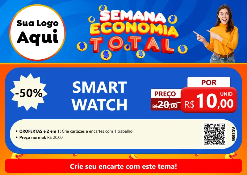 Modelo de Cartaz para Cartaz A4 Horizontal com o tema Semana Economia Total para Informática
