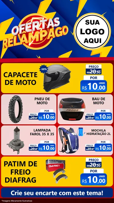 Modelo de TV para TV Vertical com o tema Ofertas Relâmpago para Moto peças