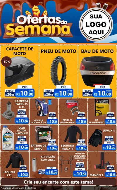 Modelo de Encarte para Encarte Grande com o tema Ofertas da Semana - Páscoa para Moto peças
