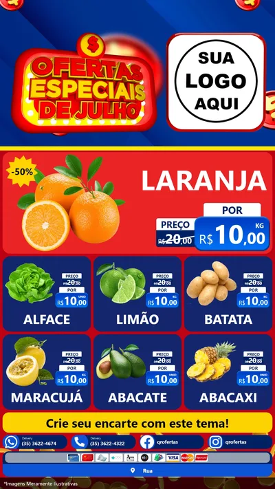 Modelo de Rede Social para Stories com o tema Ofertas Especiais de Julho para Hortifrúti