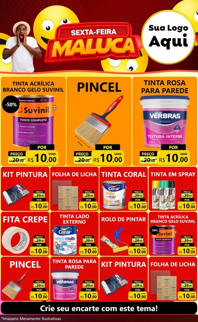 Modelo de Encarte para Encarte Grande com o tema Sexta-feira Maluca para Tintas e Ferramentas