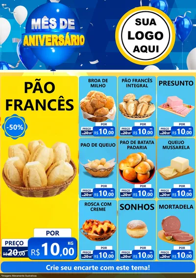Modelo de Encarte para Encarte A4 Vertical com o tema Mês de Aniversário para Padaria