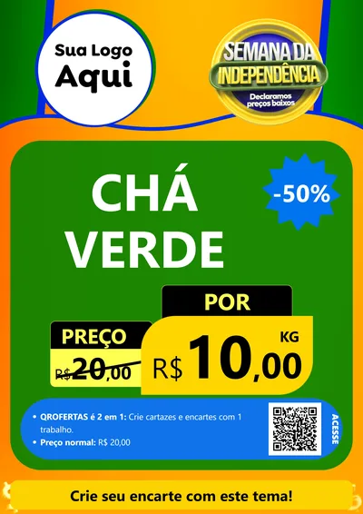 Modelo de Cartaz para Cartaz A4 Vertical com o tema Semana da Independência Declaramos Preços Baixos para Produtos Naturais