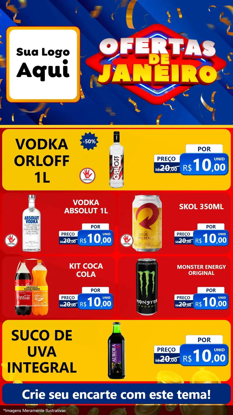 Modelo de TV para TV Vertical com o tema Ofertas de Janeiro para Distribuidora de bebidas