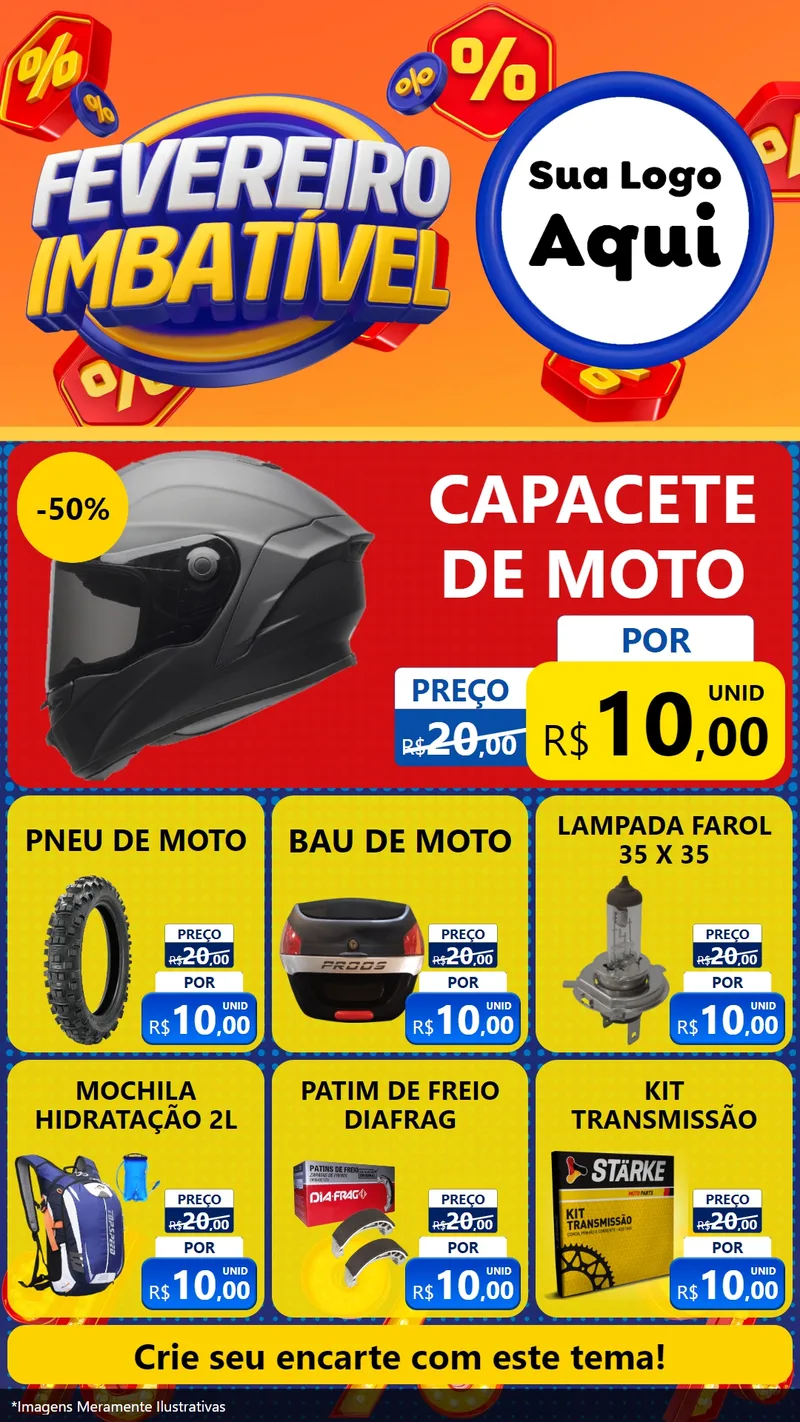 Modelo de Rede Social para Stories com o tema Fevereiro Imbatível para Moto peças