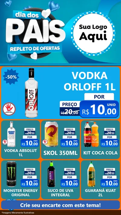 Modelo de Rede Social para Stories com o tema Dia Dos Pais Repleto de Ofertas para Distribuidora de bebidas