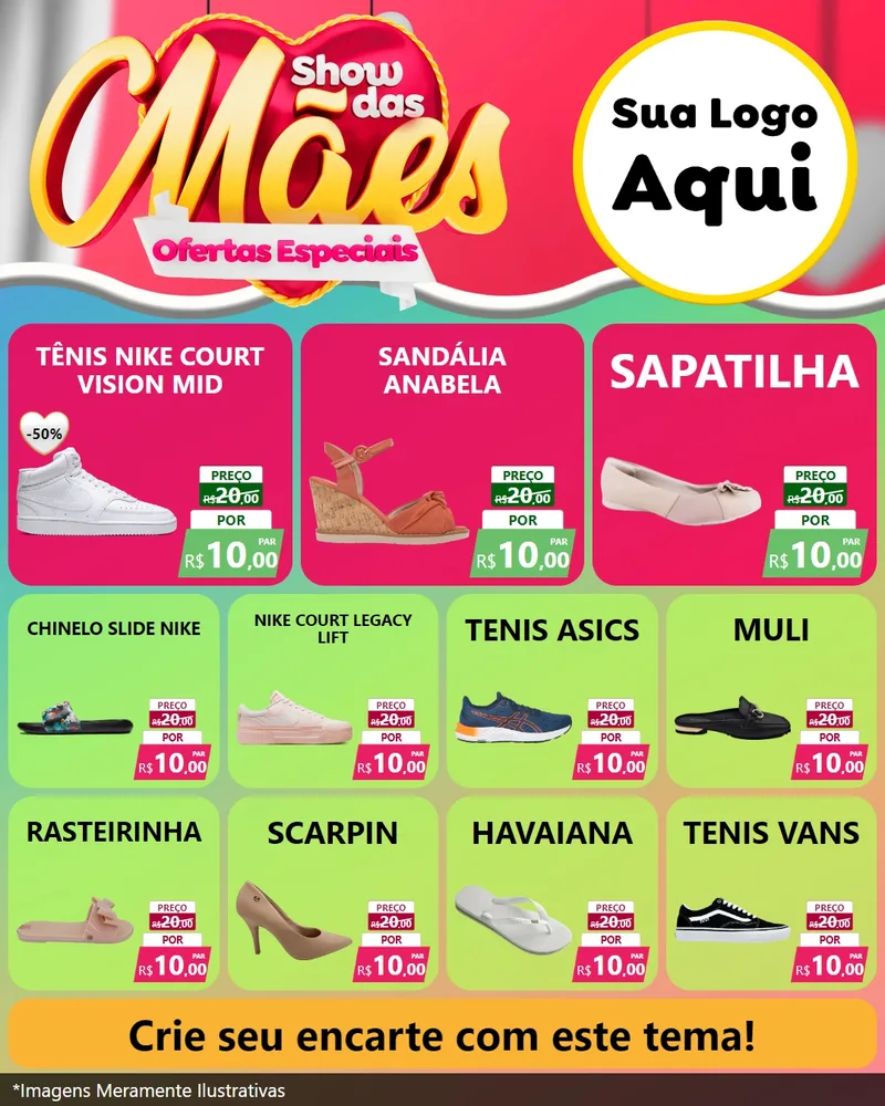 Modelo de Rede Social para Feed Instagram com o tema Show das Mães - Ofertas Especiais para Calçados