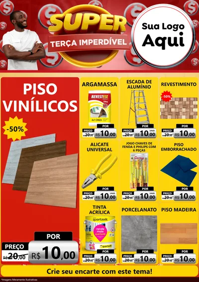 Modelo de Encarte para Encarte A4 Vertical com o tema Super Terça Imperdível para Material para Construção