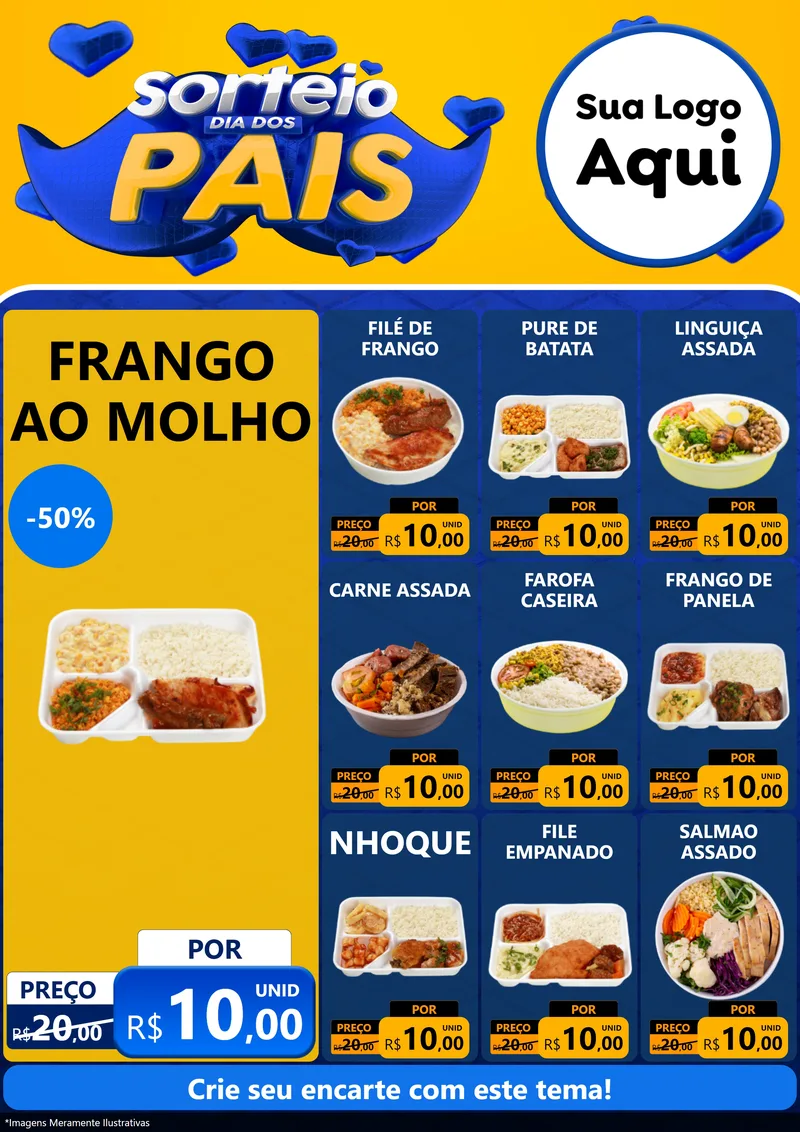 Modelo de Encarte para Encarte A4 Vertical com o tema Sorteio Dia dos Pais para Restaurante