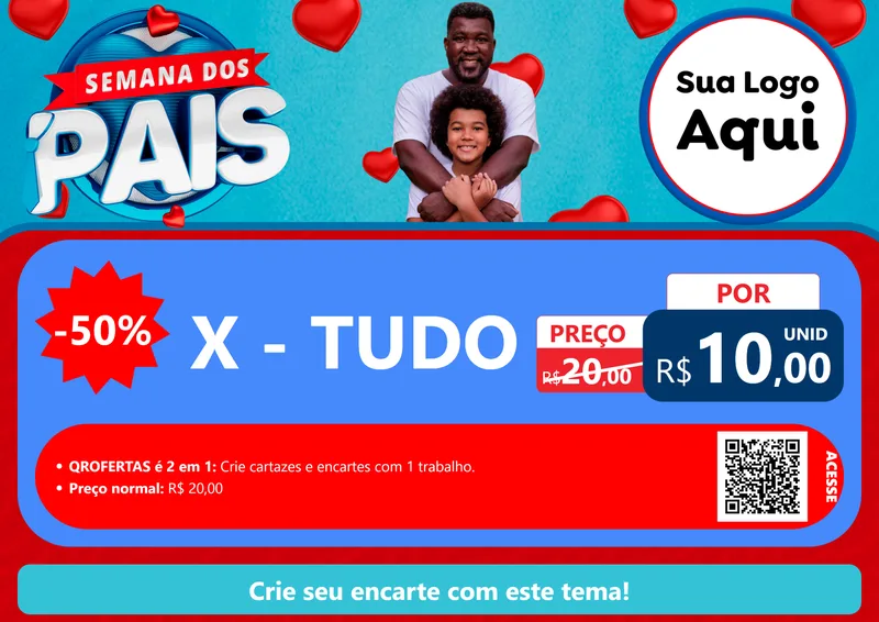 Modelo de Cartaz para Cartaz A4 Horizontal com o tema Semana Dos Pais para Hamburgueria