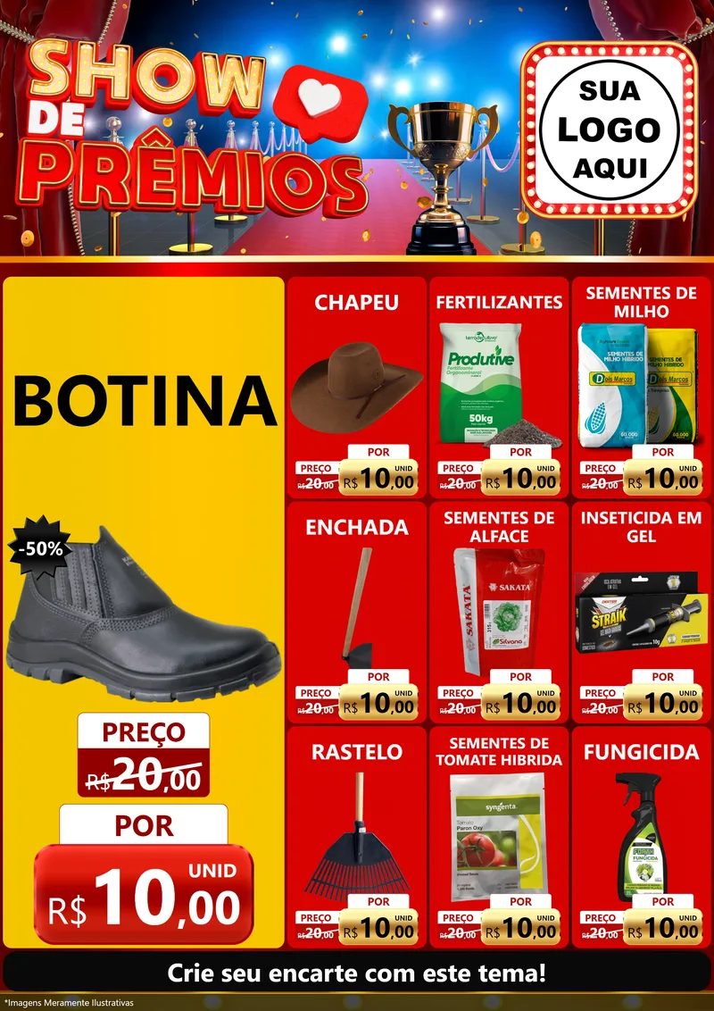 Modelo de Encarte para Encarte A4 Vertical com o tema Show de Prêmios para Agropecuária