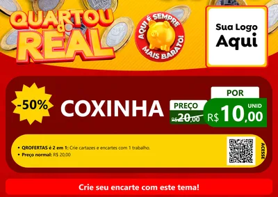 Modelo de Cartaz para Cartaz A4 Horizontal com o tema Quartou do Real para Salgadaria