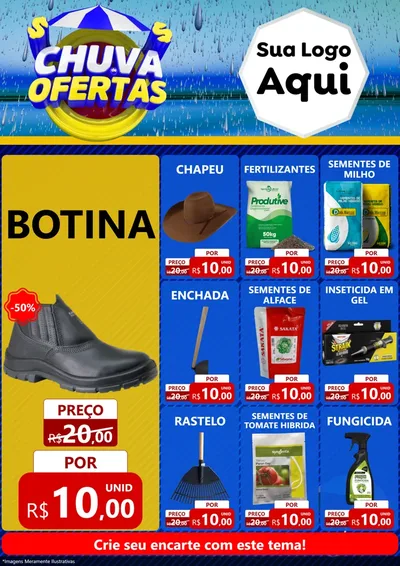 Modelo de Encarte para Encarte A4 Vertical com o tema Chuva de Ofertas para Agropecuária