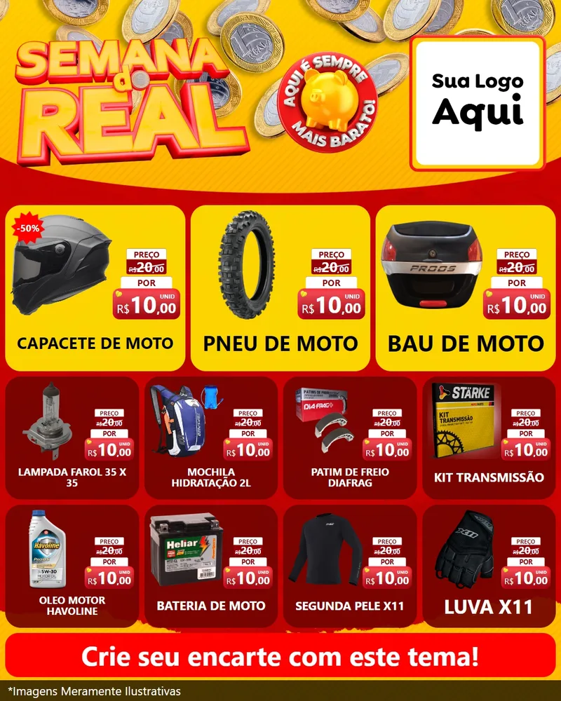 Modelo de Rede Social para Feed Instagram com o tema Semana do Real para Moto peças