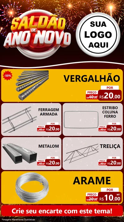 Modelo de TV para TV Vertical com o tema Saldão de Ano Novo para Ferragens