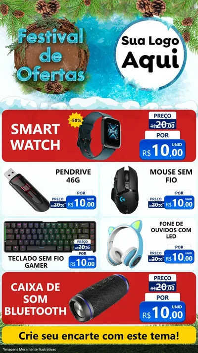 Modelo de TV para TV Vertical com o tema Festival de Ofertas - Inverno para Informática