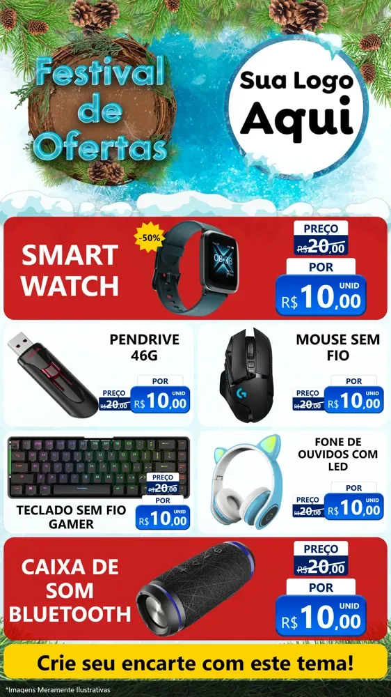 Modelo de TV para TV Vertical com o tema Festival de Ofertas - Inverno para Informática