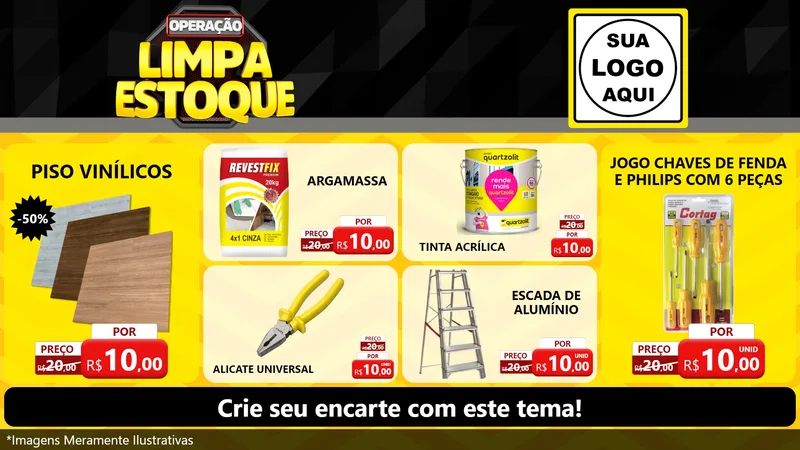 Modelo de TV para TV Horizontal com o tema Operação Limpa Estoque para Material para Construção
