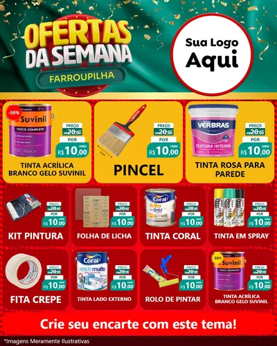 Modelo de Rede Social para Feed Instagram com o tema Ofertas da Semana Farroupilha para Tintas e Ferramentas