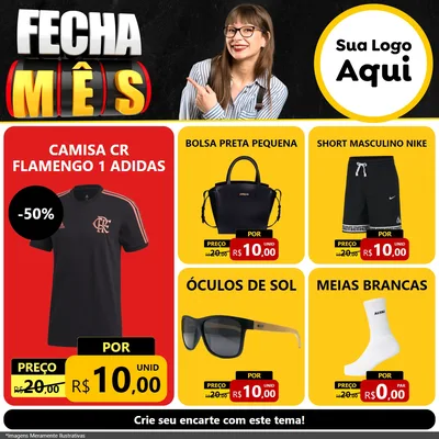 Modelo de Rede Social para Feed Facebook com o tema Fecha Mês para Roupas e acessórios