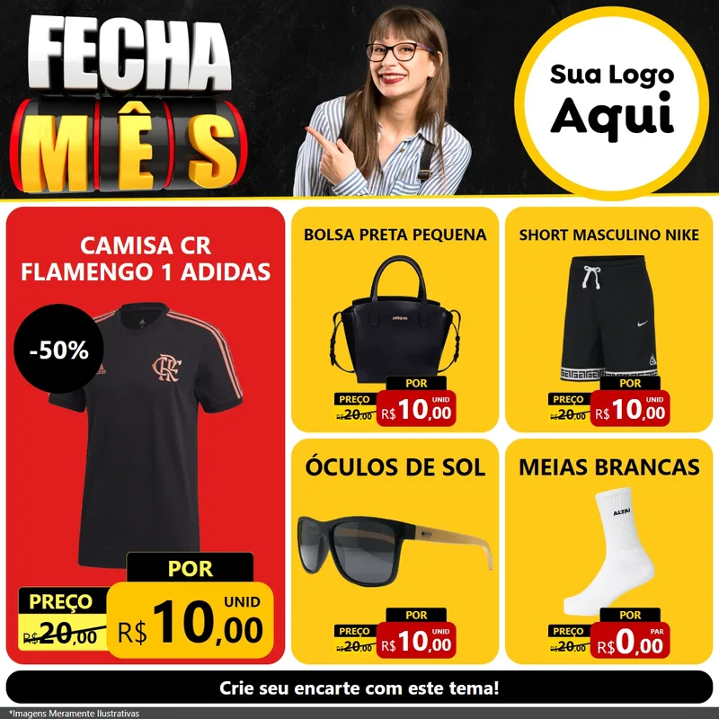 Modelo de Rede Social para Feed Facebook com o tema Fecha Mês para Roupas e acessórios