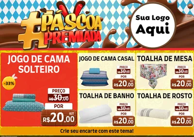 Modelo de Encarte para Encarte A4 Horizontal com o tema Páscoa Premiada para Cama, Mesa e Banho