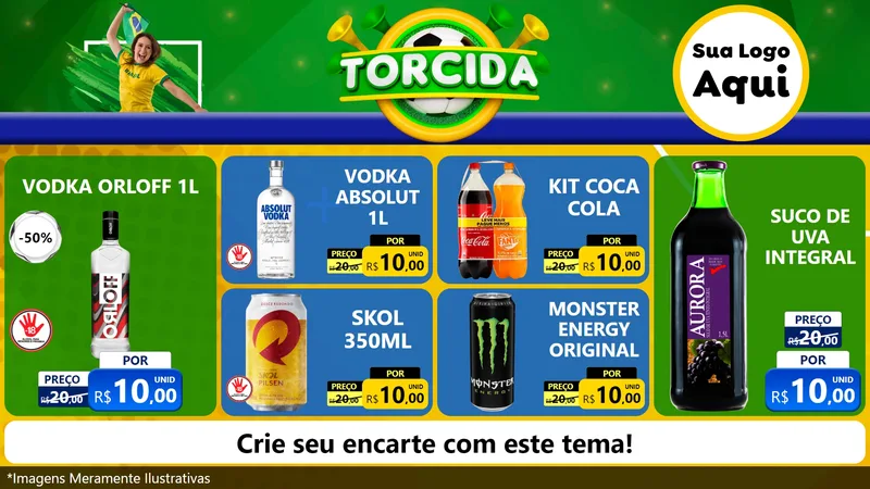 Modelo de TV para TV Horizontal com o tema Torcida para Distribuidora de bebidas