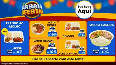 Modelo de TV para TV Horizontal com o tema Arraiá de Ofertas - Junina para Restaurante