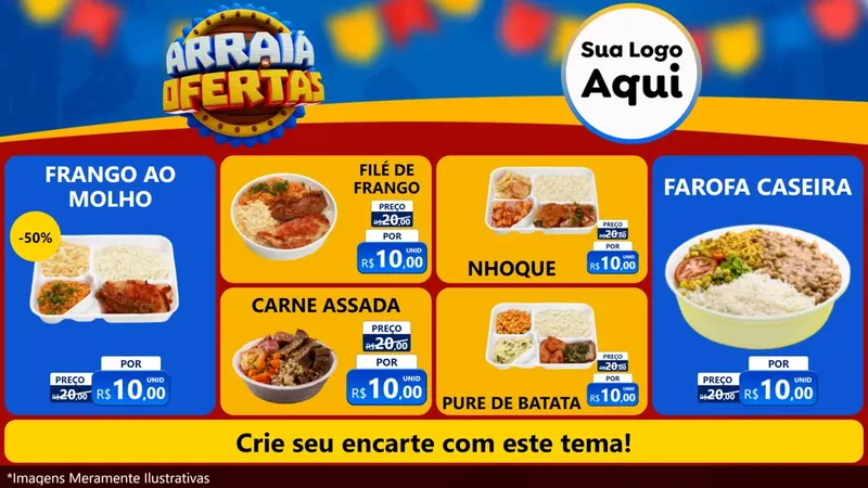 Modelo de TV para TV Horizontal com o tema Arraiá de Ofertas - Junina para Restaurante