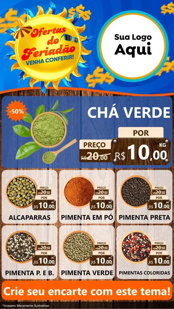 Modelo de Rede Social para Stories com o tema Ofertas do Feriadão para Produtos Naturais