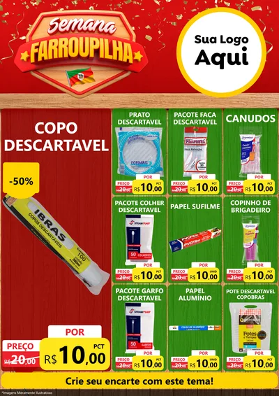Modelo de Encarte para Encarte A4 Vertical com o tema Semana Farroupilha para Embalagens