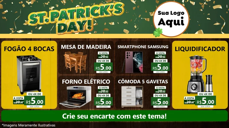 Modelo de TV para TV Horizontal com o tema St Patriks Day para Móveis e Eletro