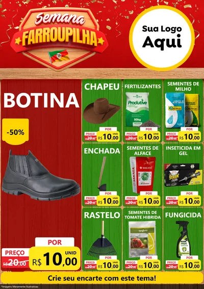 Modelo de Encarte para Encarte A4 Vertical com o tema Semana Farroupilha para Agropecuária