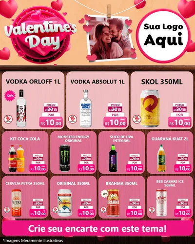 Modelo de Rede Social para Feed Instagram com o tema Valentine's Day para Distribuidora de bebidas