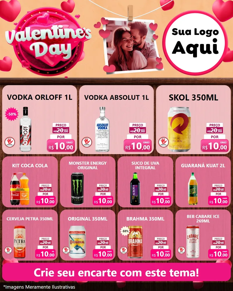 Modelo de Rede Social para Feed Instagram com o tema Valentine's Day para Distribuidora de bebidas
