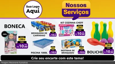 Modelo de TV para TV Horizontal com o tema Nossos Serviços para Brinquedos